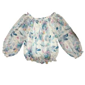 Le Ragazze silk blend floral off the shoulder blouse